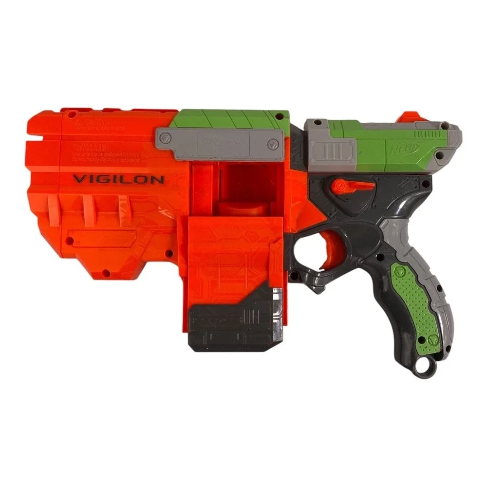 NERF VIGILON Disc Launcher Blaster Toy Gun Orange Green Grey F72Q‎